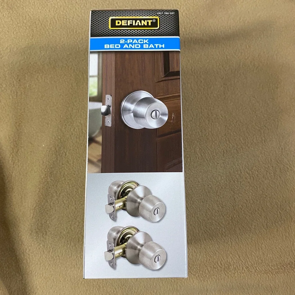 Defiant Brandywine Bed Bath Door Knob Locks 2 Pack Stainless‎ Steel Finish New